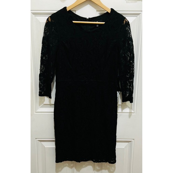 NWT Lulus Women's Black Lace Sheath Dress Cocktail Party Midi Elegant Size M‎ - Picture 2 of 5
